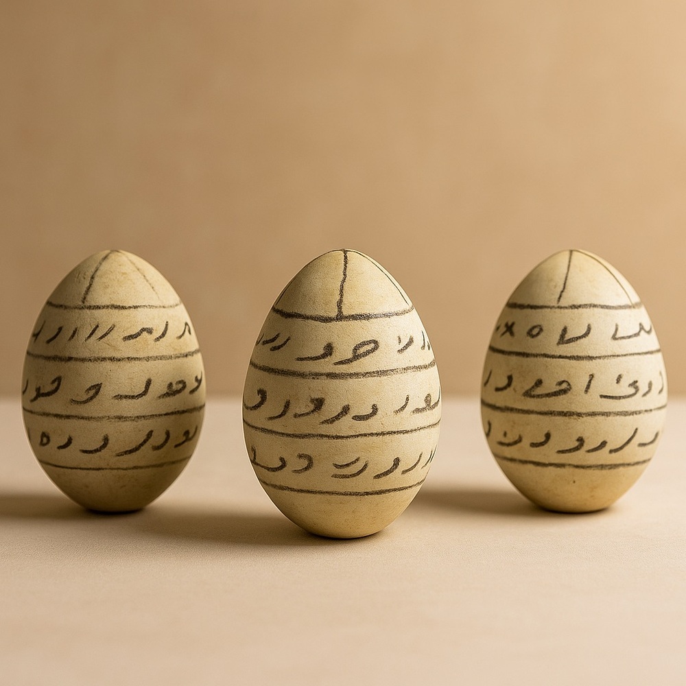 Set of‎ 3 Kalimantan Lucky Calendar Decorative Eggs  From Indonesia Vintage